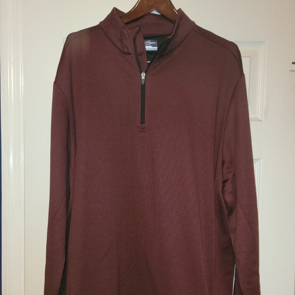 Ben Hogan Men's Micro Jacquard 1/4 Zip Golf Sweater, 2XL, Fig